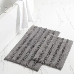 2pk Chenile Bath Mat Charcoal
