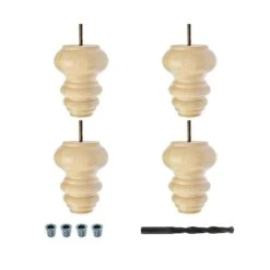 5 In X 4 In Unfinished Hardwood Round Sofa Leg For Furniture 4 Pack