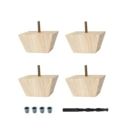 1-7/8 In X 3-5/8 In Stained Cherry Hardwood Round Bun Foot, 4 Pack