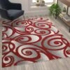 Red 5 X 5 Sculpted High-Low Pile Area Rug