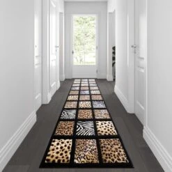 3' X 10' Animal Print Area Rug With Raised Squares