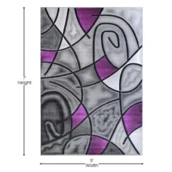 Purple 5' X 7' Abstract Design Accent Area Rug -Zoro Tools Shop Belnick20LLC ACDxxRGTRZ860xx57xxPUxxGGxxDIMSxx03649f