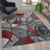Red 5' X 7' Abstract Design Accent Area Rug