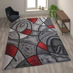 Red 8' X 10' Abstract Design Accent Area Rug