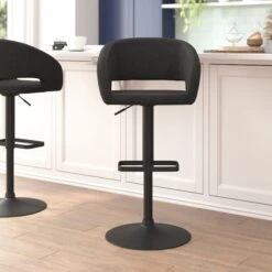 Charcoal Fabric Adjustable Height Barstool
