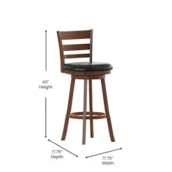 Zerrick Commercial Wood Classic Ladderback Swivel Barstool W/Black LeatherSoft Seat, Antique Oak -Zoro Tools Shop Belnick20LLC ESxxUN3xx29xxOAKxxGGxxDIMSxx8b8661