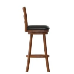 Zerrick Commercial Wood Classic Ladderback Swivel Barstool W/Black LeatherSoft Seat, Antique Oak -Zoro Tools Shop Belnick20LLC ESxxUN3xx29xxOAKxxGGxxLEFTxx946fdc