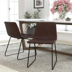 18" Dark Brown LeatherSoft Dining Chairs, 2PK
