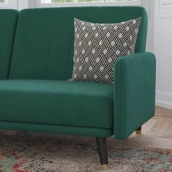Emerald Velvet Split Back Futon Sofa - Wooden Legs -Zoro Tools Shop Belnick20LLC HCxx1044xxGNxxGGxxLS2xxa8750a