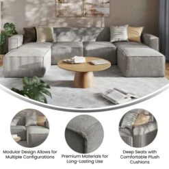Bridgetown Luxury Modular 6 Piece Sectional Sofa, Gray 19 Bridgetown Luxury Modular 6 Piece Sectional Sofa, Gray -Zoro Tools Shop Belnick20LLC ISxxIT2231xx6PCSECxxGRYxxGGxxBULLETSxx8f7591
