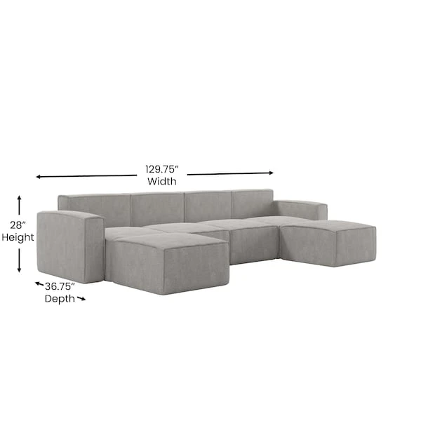 Bridgetown Luxury Modular 6 Piece Sectional Sofa, Gray 3 Bridgetown Luxury Modular 6 Piece Sectional Sofa, Gray - Image 3