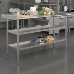 60 X 24 Stainless 2 Shelf Table With Backsplash