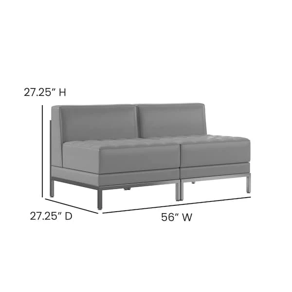 2 Piece Gray LeatherSoft Modular Lounge Set 5 2 Piece Gray LeatherSoft Modular Lounge Set - Image 5