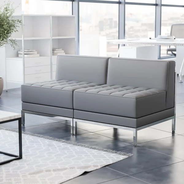 2 Piece Gray LeatherSoft Modular Lounge Set 1 2 Piece Gray LeatherSoft Modular Lounge Set