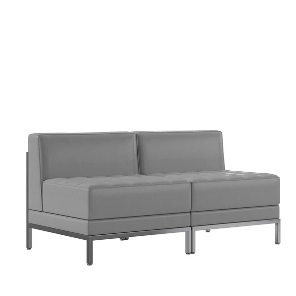 2 Piece Gray LeatherSoft Modular Lounge Set 6 2 Piece Gray LeatherSoft Modular Lounge Set - Image 6