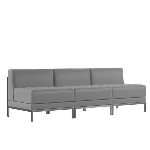 3 Piece Gray LeatherSoft Modular Lounge Set 3 3 Piece Gray LeatherSoft Modular Lounge Set - Image 3