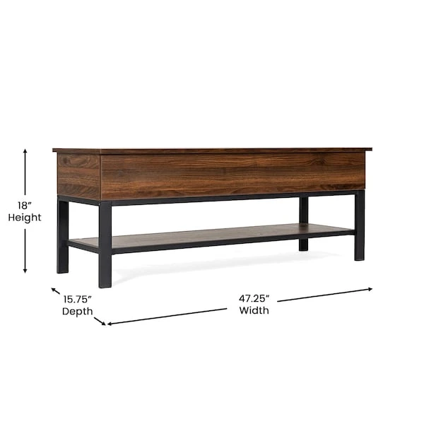 Entryway Storage Bench With Lower Shelf Perfect For Entryway, Mudroom, Or Bedroom In Walnut 5 Entryway Storage Bench With Lower Shelf Perfect For Entryway, Mudroom, Or Bedroom In Walnut - Image 5