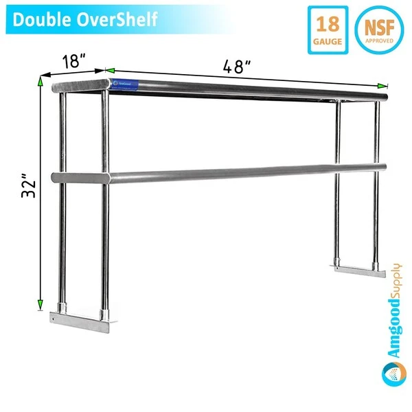 18in X 48in Stainless Steel Double-Tier Shelf 7 18in X 48in Stainless Steel Double-Tier Shelf - Image 7