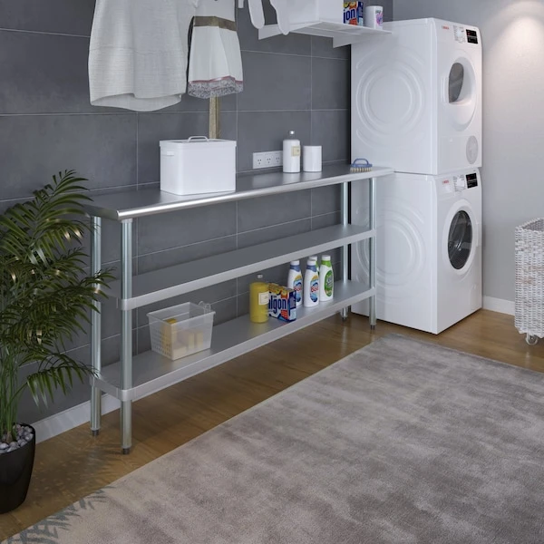 14x72 Prep Table With Stainless Steel Top And 2 Shelves 7 14x72 Prep Table With Stainless Steel Top And 2 Shelves - Image 7