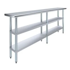 14x84 Prep Table With Stainless Steel Top And 2 Shelves