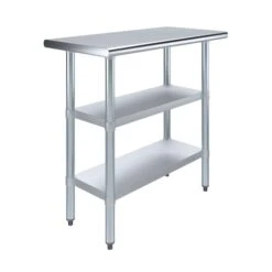 18x36 Prep Table With Stainless Steel Top And 2 Shelves