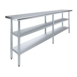 18x96 Prep Table With Stainless Steel Top And 2 Shelves