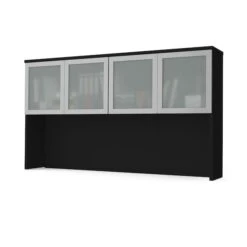Pro-Concept Plus 72W Hutch With Frosted Glass Doors, Black
