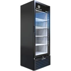 Refrigerated Glass Door Merchandiser, Black, LED Lighting, 14.97 Cu. Ft.