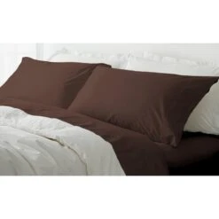 Wrinkle Resistant Solid Sheet Set, Chocolate, Queen