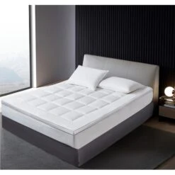 2'' Thick Cotton Fiber Mattress Topper, White, Full