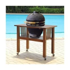 18 Inch Ceramic Charcoal Kamado Grill With Table - Brown Spice -