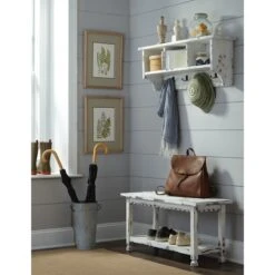 Country Cottage Coat Hooks And Bench Set, White Antique Finish 11 Country Cottage Coat Hooks And Bench Set, White Antique Finish -Zoro Tools Shop Bolton20Furniture20Inc ACCA0304WAALT07