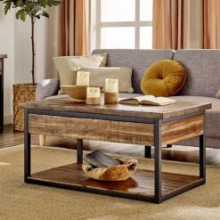 Claremont 42"L Rustic Wood Coffee Table With Low Shelf -Zoro Tools Shop Bolton20Furniture20Inc ANCM1174ALT