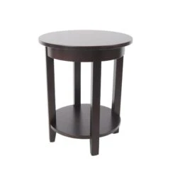 Shaker Cottage Round Accent Table, Espresso