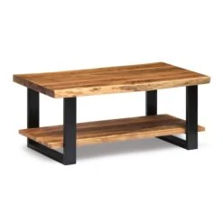 Alpine Natural Live Edge Wood Coffee Table, Height: 18