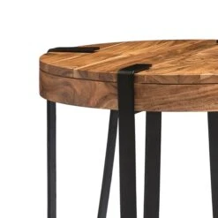 Ryegate Natural Live Edge Solid Wood With Metal Round End Table, Natural -Zoro Tools Shop Bolton20Furniture20Inc AWCC1520ALT02