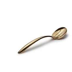 Ez Use Banquet Serving Slotted Spoon Hammer Finish 13.5" - Gold