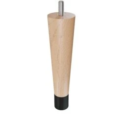 6" Round Tapered Leg W/ Bolt And 1" Flat Black Ferrule - Hardwood W/ Semi-Gloss Clear Coat Finish