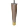 6" Round Tapered Leg With Bolt And 1" Satin Brass Ferrule - Walnut With Semi-Gloss Clear Coat Finish