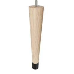 9" Round Tapered Leg With Bolt And 1" Flat Black Ferrule - Ash With Semi-Gloss Clear Coat Finish