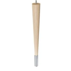 18" Round Tapered Leg With Bolt And 4" Brushed Aluminum Ferrule - Ash