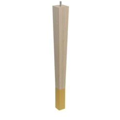 18" Square Tapered Leg, Bolt And 4" Satin Brass Ferrule - White Oak, Semi-Gloss Clear Coat Finish