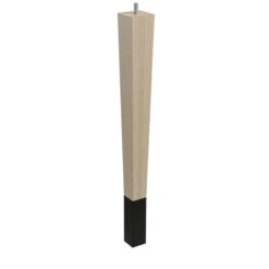 18" Square Tapered Leg W/ Bolt And 4" Flat Black Ferrule - White Oak W/ Semi-Gloss Clear Coat Finish