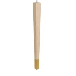 24" Square Tapered Leg With Bolt And 4" Satin Brass Ferrule - Ash With Semi-Gloss Clear Coat Finish