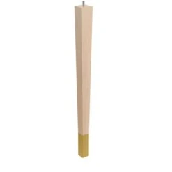 24" Square Tapered Leg With Bolt And 4" Satin Brass Ferrule - Hardwood