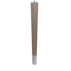 24" Square Tapered Leg With Bolt And 4" Brushed Aluminum Ferrule - Walnut