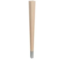 29" Square Tapered Leg And 4" Brushed Aluminum Ferrule - Hardwood With Semi-Gloss Clear Coat Finish