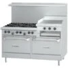 Nat Gas 6 Burner 60inRange W 24inRaised Griddle/Broiler 1 StandardOven 1 ConvectionOven-307000 BTU