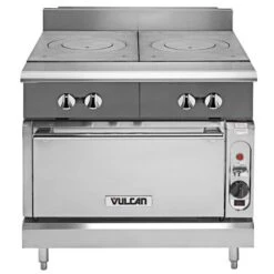 Vulcan V2FT36C-LP V Series Liquid Propane 36in HvyDty Range W 2 French Plates Convection Oven-82000 BTU