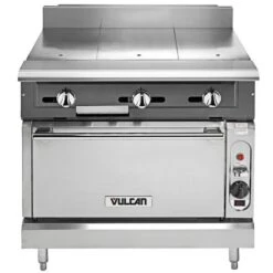 Vulcan V336HC-NAT V Series Nat Gas 3 Burner Heavy-Duty Range W 36in Hot Top Convection Oven-122000 BTU